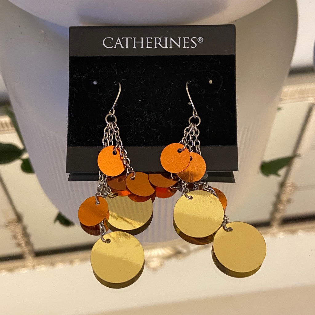 Elegant Silver And Brown Dangle Earrings